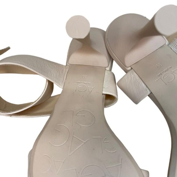 🤍 AGL Neutral Rebecca Heeled Sandals Size 39 Adjustable Buckle Stiletto Heels - Picture 6 of 7